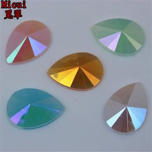 Micui 100pcs 13*18mm Drop Rhinestones FlatBack Acrylic Crystal Stones For Jewelry Making Shoes Clothes Decorations ZZ553