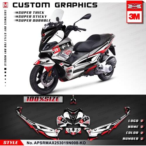 KUNGFU GRAPHICS Scooter Bike Stickers Custom Self Adhesives for Aprilia SR MAX 250 300 2019 2020, Black Red
