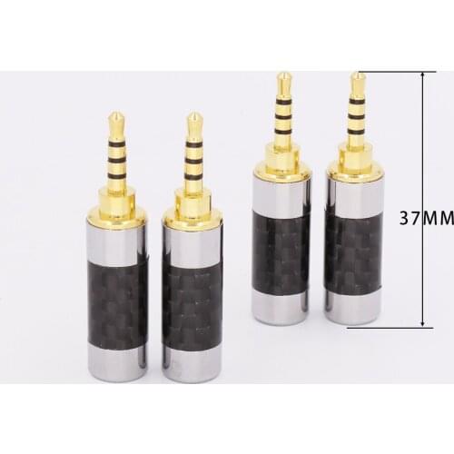 New carbon fiber Gold plated 4pole 2.5mm Stereo Headphone Plug 2.5mm stereo Male Repair headphone Jack Plug