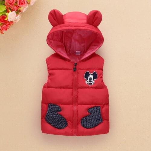Disney Mickey mouse boy girl Cotton coat childrens down parkas hooded vests outerwear autumn winter warm cotton vest minnie