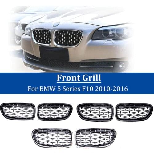 Geetha Car Front Diamond Kidney Grille Grill for BMW 5 Series F10 F11 F18 520i 523i 528i 530i 10-16 Bumper Sport Racing Grills