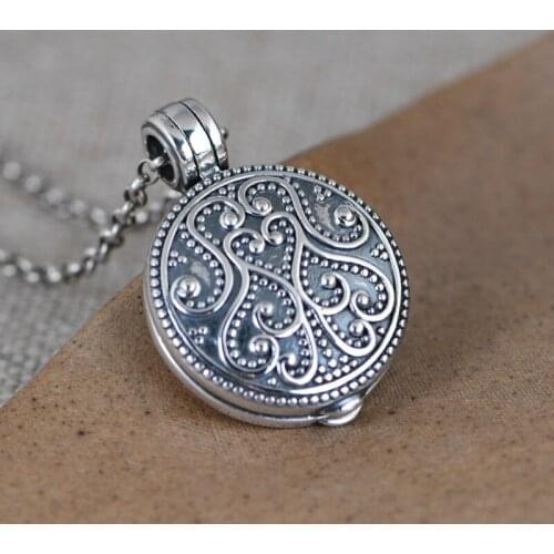 Real 925 Sterling Silver Fashion Pattern Pendants Necklace Creative Thai Silver Gawu Box Pendant Temperament Fine Jewelry Gifts