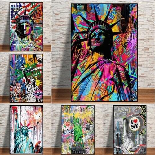 Graffiti Statue of Liberty Colorful Canvas Painting Wall Art Statue de la liberté Picture On Canvas Poster And Prints Home Decor