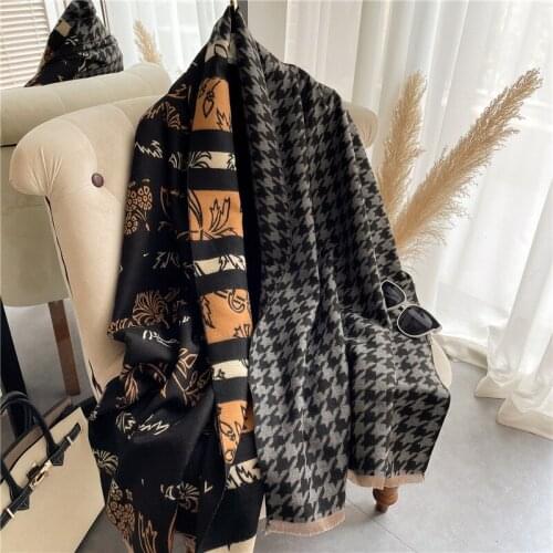 2021 Luxury Cashmere Scarf Winter Women Pashmina Shawls Warm Blanket Wraps Female Plaid Foulard Bandana Brand Thick Hijab