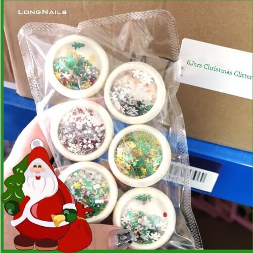 Mix-size Snow Flake Glitter Sequin Decoration 6Box/SET Laser Holographic Flakes Powder Christmas Nails Art Flake Decal Accessory