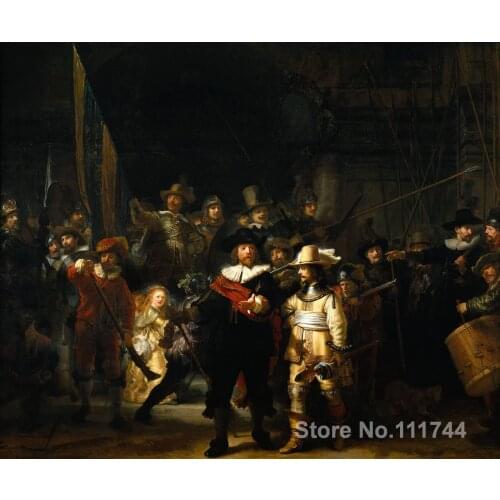 Hand painted Portrait oil painting The Night Watch Rembrandt van Rijn art reproduction