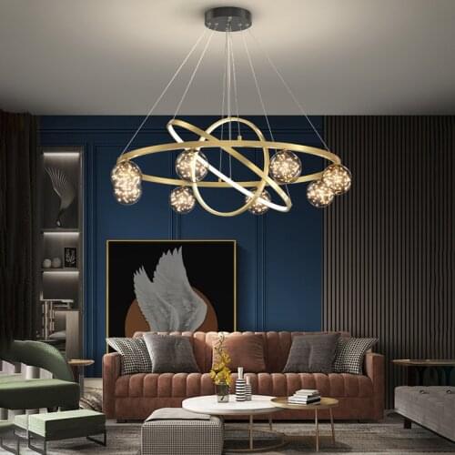 Nordic Modern Gypsophila Glass Ball Led Ceiling Chandelier Bedroom Living Dining Room Pendant Lamp Hanging Light Fixture Lustre