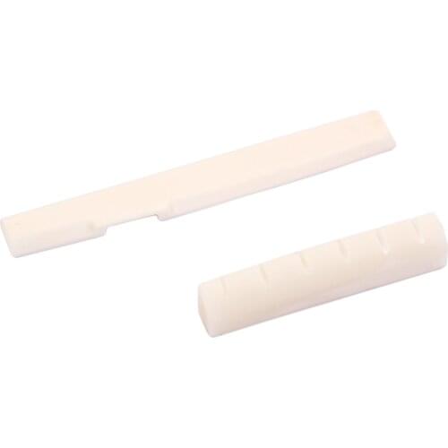 Fresh Cattle Bone Bridge Saddle And Slotted Nut For 6 String Acoustic Guitar