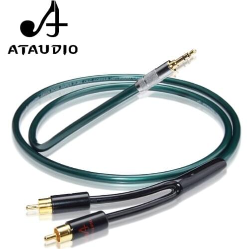 ATAUDIO Hifi 3.5mm to 2RCA Y Splitter Stereo Audio Cable HiFi for Audiophile Connect Phone MP3 CD PC to Amplifier