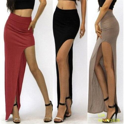 YSDNCHI Irregular Skirt Novelty Sexy Open Side Split Summer Women Pencil Skirt Lady Female Straight High Waist Long