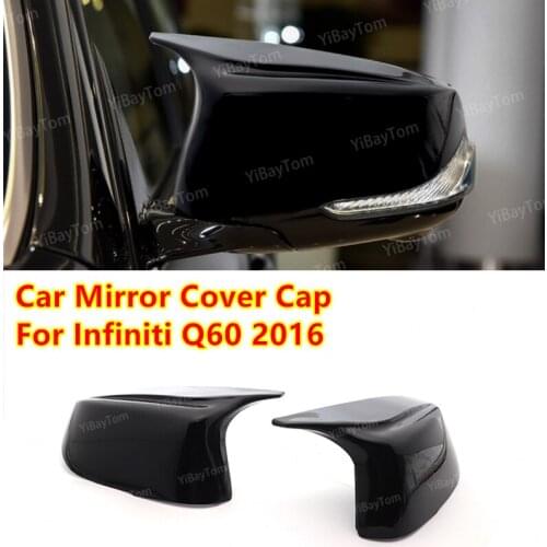 1 Pair Glossy Bright Black Outside Rearview Mirror Cover Caps Replacement for for Infiniti SQ50 Q50 Q60 Q70 SQ50 XQ30 2014-2020