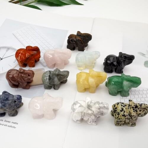 1PC Natural Crystal Rose Quartz Elephant Amethyst Opal Animals Healing Stone Home Decor Fish Tank Crafts Small Decoration