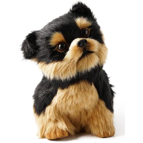 1Pc Yorkshire Terrier Dog Simulation Toy Animal Model Decoration Dog Realistic Desktop Toy Yorkshire Terrier Plush Cute Toy