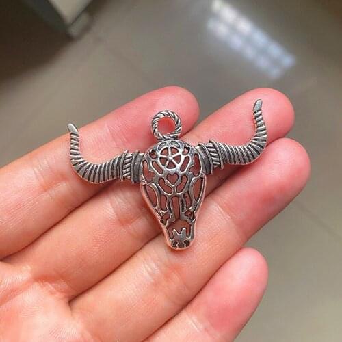 10pcs Bull Head Charms Pendants Aesthetics Accessories, For Diy Couples Necklace Handmade Jewelry Makeing Women And Men Gifts