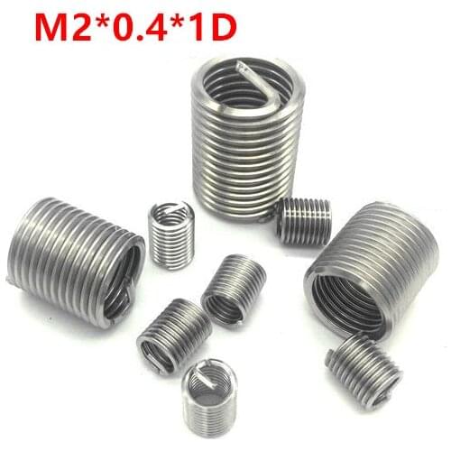 100pcs M2*0.4*1D Wire Thread Insert M2x1d Wire screw sleeve, M2 Screw Bushing Heliciol Wire Thread Repair Inserts SUS304