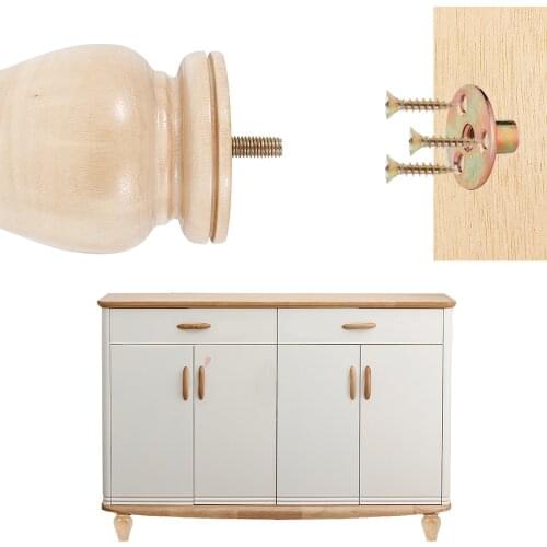 4Pcs/Set Solid Wooden Furniture Replacement Legs Gourd-shaped Sofa Legs Couch Armchair Table Sofa Chair Stool Furniture Feet