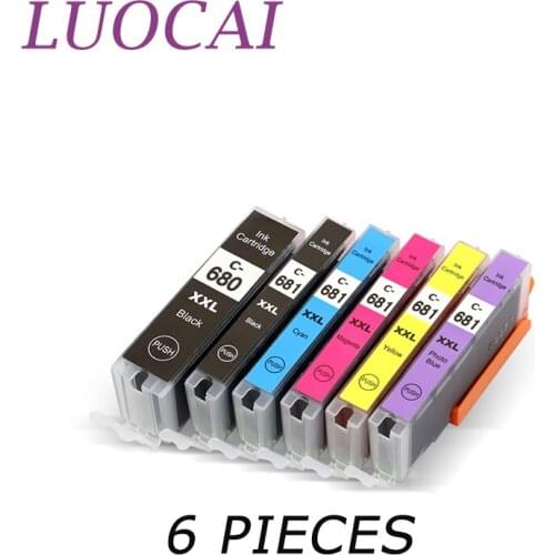 LuoCai 6pcs Compatible Ink Cartridge For Canon Pixma TR8560 TS6160 TS8160 TS9160 PGI-680 CLI-681 Printer