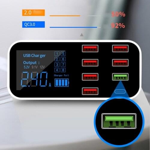 8Ports Quick Charge 3.0 USB Type C Car Charger Adapter Tablet USB Charger QC3.0 Fast Phone Charger For Mobile Phone GPS