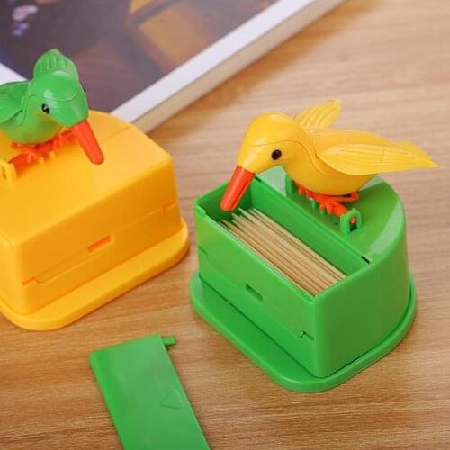 Automatic Pop-Up Toothpick Box Plastic Small Bird Toothpick Storage Box Toothpick Holder Living Room Decoration Supplies