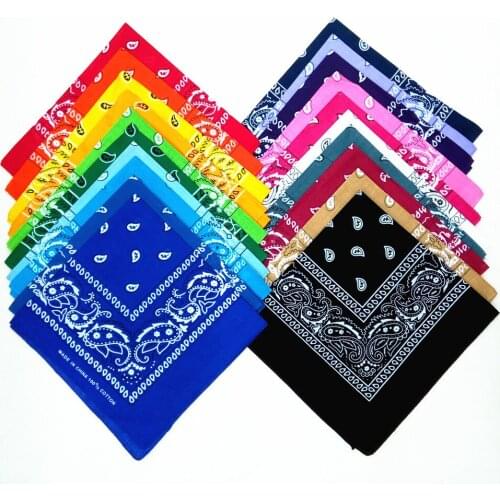 20 Colors Men Women Cotton Bandana Scarf Headband Hair Band Boys Sport Neck Paisley Printed Square Scarf Hip Hop Riding Bandana