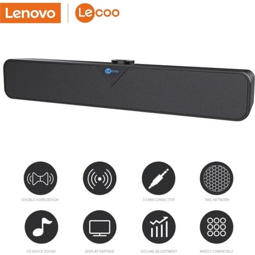 Lenovo Lecoo DS102 Bluetooth Computer Speaker USB Powered Wired Computer Sound Bar Mini Soundbar Speaker Subwoofer for PC Phone