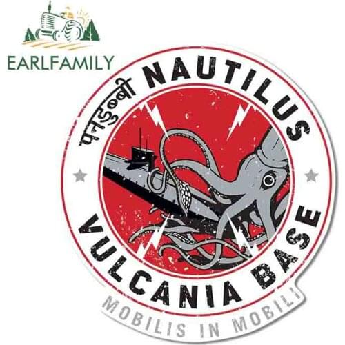 EARLFAMILY 13cm x 12cm for Nautilus Vulcania Octopus Car Stickers Personality Anime Trunk Decal Bumper Refrigerator Car Styling