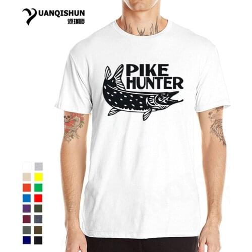 PIKE HUNTER Fish T-shirt 2018 Summer Funny Fishings Print Tshirts Brand Mens Round Neck Cotton T shirt Men Casual Tops Tees