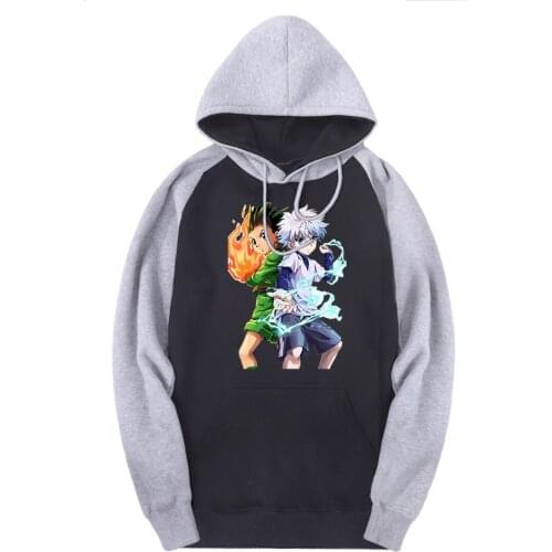 HUNTERXHUNTER Sweatshirts Man Raglan Hooded Warm New Arrival Tracksuits Streetwear Winter Hoodies Male Hip Hop Moletom Masculino