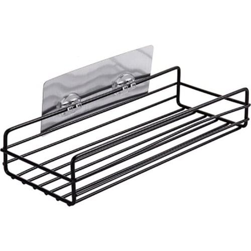 Bathroom Iron Storage Rack Shampoo Shower Gel Holder Kitchen Sundries Organizer Multi-functional Drain Shelf Punch-free NEW