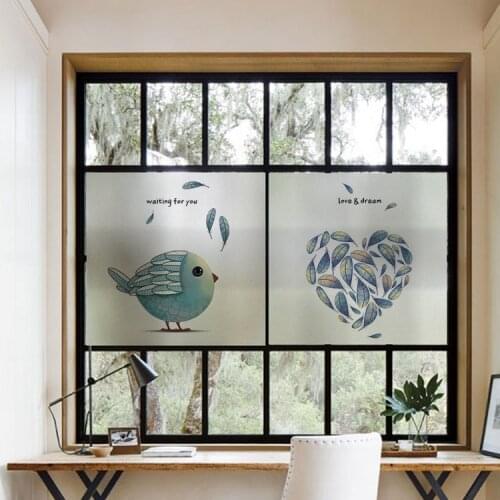 Custom Size birds Decorative Glass Window Film No Glue Opaque Window Stickers Static Cling Foil For Smooth Glass Living Room