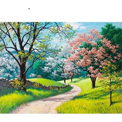 Pink Green Forest Paintings By Numbers DIY Pictures Oil Coloring By Number Set Gift Drawing By Numbers Canvas Decor New Arrivals