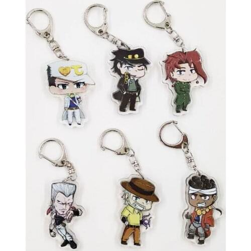 Classic Anime JoJos Bizarre Adventure Acrylic Keychain Cartoon Jotaro Kujo Figure Keyring Gifts Key Holder Pendant Key Chain