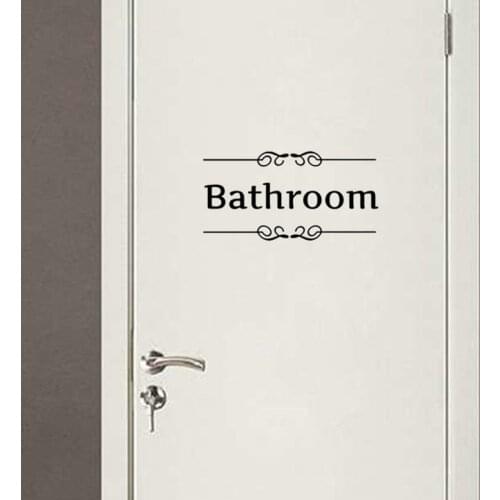 Creative Bathroom Toilet Door Decorative Stickers Home Decoration Accessories Black 4WS-0043