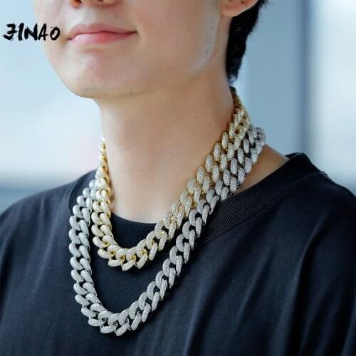 JINAO 18mm European and American style Ice Cravejado AAA+ Cubic Zircon Miami Charm Cuban Chain Iced Necklace Jewelry For Gift