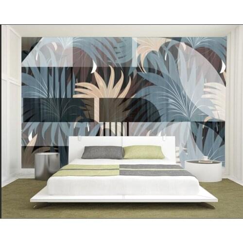 Beibehang home decor wallpaper Nordic modern plant Banana leaf geometric pattern study TV background wall 3d Wallpaper painting