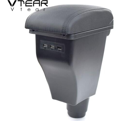 Vtear For Renault Dacia logan 2 armrest interior leather arm rest accessories usb storage box car-styling decoration parts auto