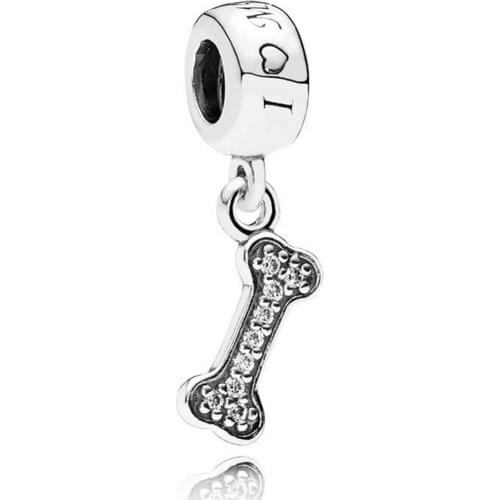 100% 925 Sterling Silver I Love My Dog Dangle Charm Fits Pandora Bracelet Beads for Jewelry Making Women DIY Gift Bijoux