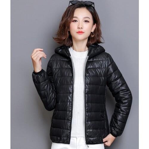 Casual Thin Cotton Coats Women Women Winter New Hooded Warm Coats Slim Large Size Cotton Jacket Female Black