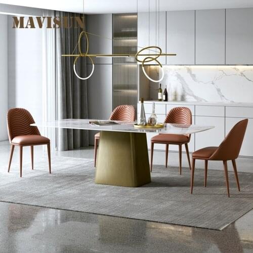 Luxury Living Room Kitchen Home Furniture Moden Italian-Style Large Apartment Long Dining Table Restaurant High-End 1.8-Meter