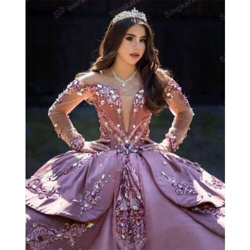2021 Luxury Puffy Ball Gown Quinceanera Dresses Beads Sweet 16 Dress Vestido De 15 Anos Quinceanera