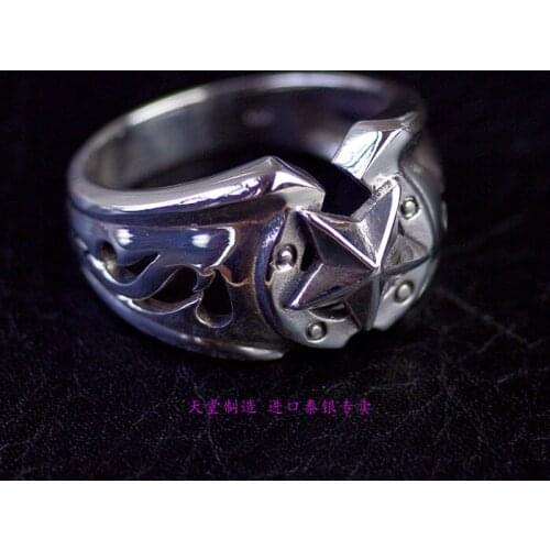 S925 silver ring Thailand import jewelry rings male star horseshoe Thai silver ring