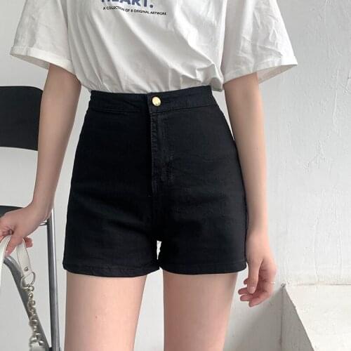 Womens Shorts Black Cowboy Short Female Tide Ins Tall Waist Summer Show Thin Summer Hot Pants Tight Elastic Short Pants