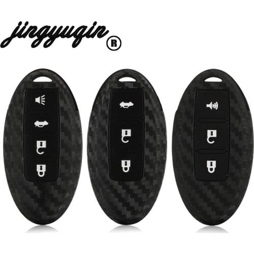 Jingyuqin For Nissan Tidda Livida X-Trail T31 T32 Qashqai March Juke Pathfinder GTR Carbon Fiber Silicone Key Cover Case