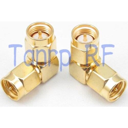 SMA male plug to SMA male plug right angle 90 degree RF coaxial connector adapter cable