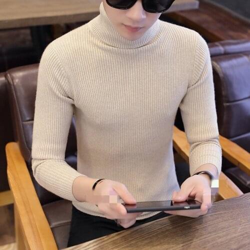 C1304-3 2020 new autumn winter high collar warm students young men casual long sleeve sweater cheap wholesale