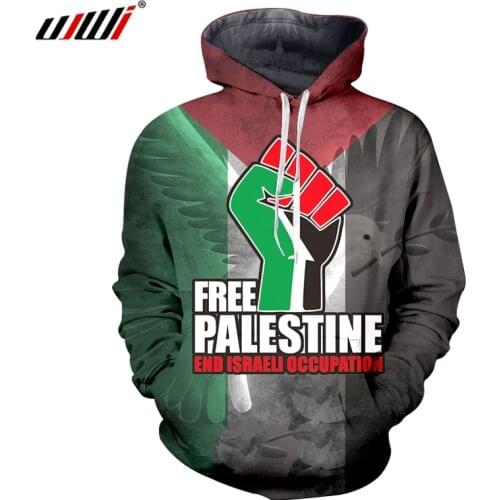 UJWI Free Palestine-Palestine Flag Hoodie Sweatshirt Funny Genocide Moslem spring winter new style fist pattern End the war 5XL