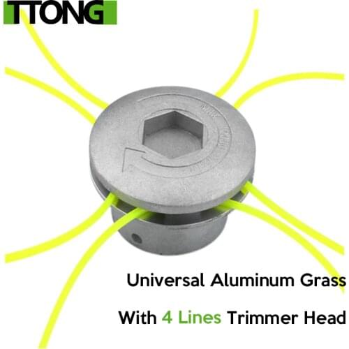 Universal Aluminum Grass Trimmer Head With 4 Lines Brush Cutter Head Thread Nylon Grass Cutting Line Head for Lawn Mower Silver