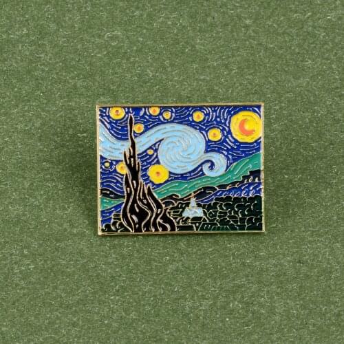 Vincent Van Gogh Famous Art Paintings Pins Night Starry Sky Enamel Night Backpack Bag For Artist Crowd Artistic Brooch Jewelry
