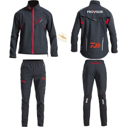 Daiwa Fishing Waterproof Suit Cycling Clothes Outdoor Mens Autumn and Winter Fleece Padded Pants Warm Top Sports Pants