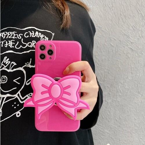 Japan Bowtie Stand Holder Phone Case For iPhone12 11Pro Max Xs XR 78plus SE2020 Shockproof Cover Body Shell Protection